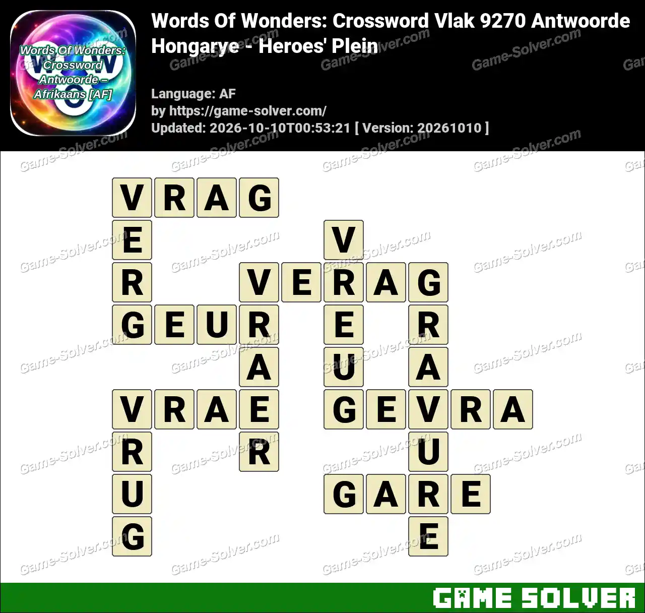 Words Of Wonders: Crossword Vlak 9270 Antwoorde – Hongarye – Heroes’ Plein